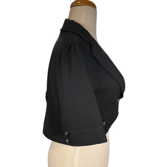 Theory Black Cropped Blazer Size Medium – Y2K Minimalist Stretch Jacket Pockets - Picture 4 of 10